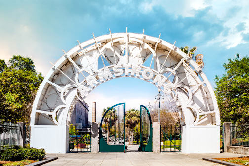 Toegangspoort tot het Louis Armstrong Park in New Orleans